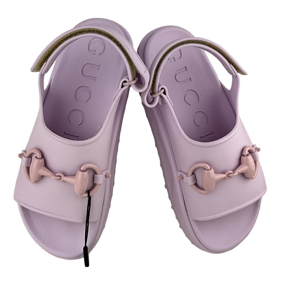 Gucci Women's Horsebit Flatform Sandal Light Pink Sz 40